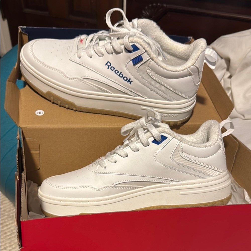 Reebok White and Blue Athletic Shoes